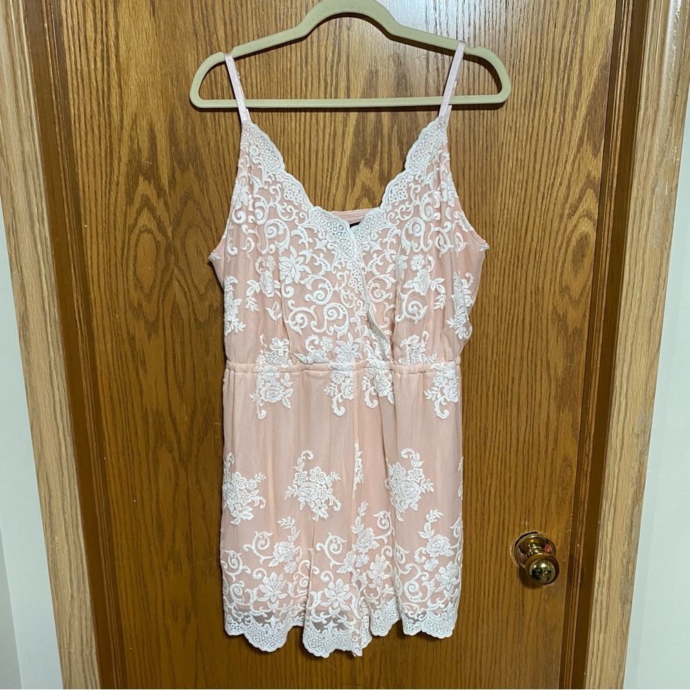 Plus Size Embroidered Lace Romper